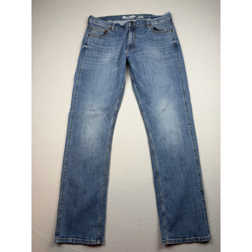 Wrangler Retro Slim Boot Cut Blue Denim Western Cowboy Jeans Men's 38x36